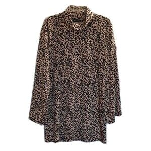 PrettyLittleThing PLT Leopard Print High Neck Long Sleeve Tunic Mini Dress Sz 6